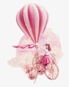#girl #bicycle #pink #ballon #hotairballoon #vintage - Luxury Mall Ad, HD Png Download, Free Download