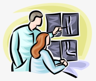 Vector Illustration Of Health Care Professional Doctor - Doctor Looking At Xray Clipart, HD Png Download, Free Download