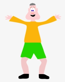 Happy, Man, Arms, Open, Smile, Yellow, Green, Shirt - Kid Clipart, HD Png Download, Free Download