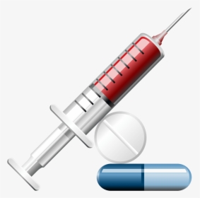 Syringe With Png Free - Syringe And Pills, Transparent Png, Free Download