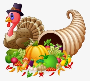 Cornucopia Thanksgiving Horn Of Plenty Full Vegetables - Thanksgiving Turkey And Cornucopia, HD Png Download, Free Download