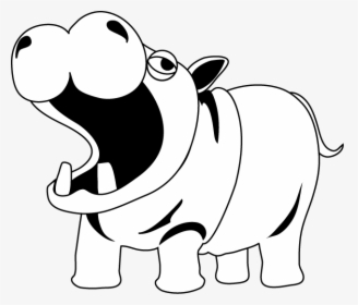 Hippopotamus Clipart Hipp - Cartoon Picture Hippo Black And White, HD Png Download, Free Download