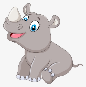 #mq #grey #baby #hippopotamus - Cartoon Rhino, HD Png Download, Free Download