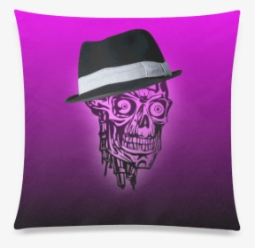 Elegant Skull With Hat,hot Pink Custom Zippered Pillow - Skull, HD Png Download, Free Download