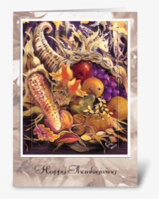 Cornucopia Art Greeting Card - Thanksgiving, HD Png Download, Free Download
