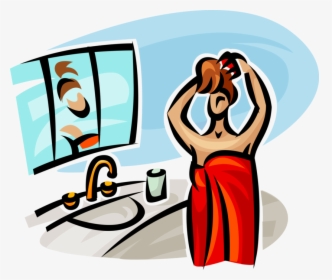 Vector Illustration Of Woman Just Out Of The Shower - Getting Ready For Be Clipart, HD Png Download, Free Download