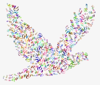 Prismatic Flying Peace Dove Typography 4 No Background - Peace Dove No Background, HD Png Download, Free Download
