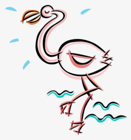Vector Illustration Of Pink Flamingo Wading Bird Stands, HD Png Download, Free Download