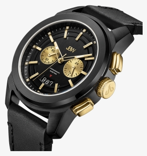 Jbw Mohawk J6352c Gold Black Leather Diamond Watch - Strap, HD Png Download, Free Download