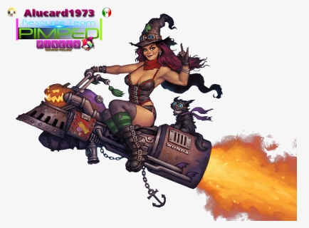 Witch On A Broom Pinup, HD Png Download, Free Download