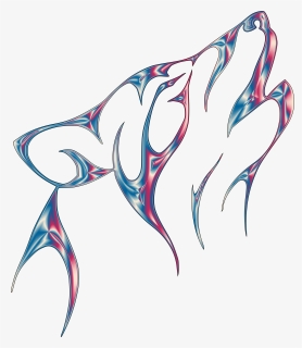 Iridescent Chrome Tribal Wolf No Background Clip Arts - Wolf Tattoo For Drawing, HD Png Download, Free Download
