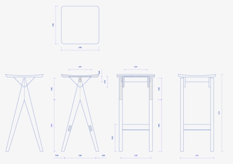 Ka Lamponi Stool Final Drawing 110517 Copy - Bar Stool, HD Png Download, Free Download