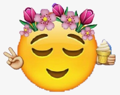 Emoji Emotions Flower Peace Ice Hipsterspirits Smile - Cute Emoji, HD Png Download, Free Download
