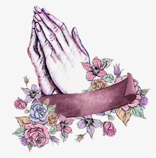 #watercolor #prayers #praying #pray #prayinghands #hands - Praying Hands With Flowers, HD Png Download, Free Download