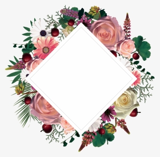 Hand Painted Colored Diamond Border Png Transparent - Diamond Flower Boarder Png, Png Download, Free Download