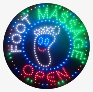 Led Flashing Foot Massage Open Sign - Circle, HD Png Download, Free Download
