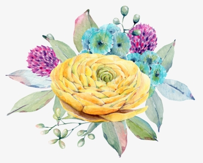 Hand Painted Yellow Flowers Floral Png Transparent - Flower, Png Download, Free Download