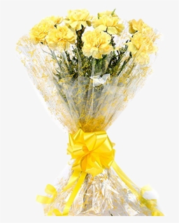 12 Yellow Carnation Bouquet - Small Yellow Carnation Bouquet, HD Png Download, Free Download