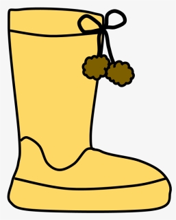 Boots, Pom-poms, Snow, Rain, Yellow, Tan - Boots Clipart, HD Png Download, Free Download