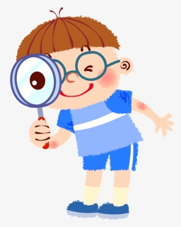 Magnifying Glass Illustration - Kid With Magnifying Glass Clipart, HD Png Download, Free Download