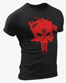 T Shirt Solid Black / L Red Skull Guns T Shirt - T-shirt, HD Png Download, Free Download