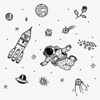 Aesthetic Space Tumblr Sticker Moon Stars Astrology - Aesthetic Drawings Outer Space, HD Png Download, Free Download