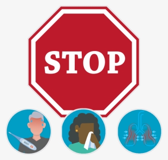 Graphic Of Stop Sign With Image Of Fever, Coughing - Covid 19 Stay Home, HD Png Download, Free Download