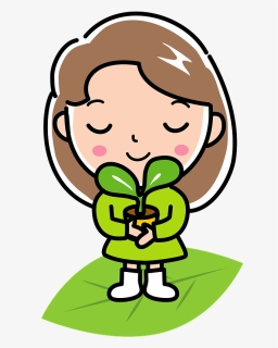 Sprout Ecology Girl Clipart - Girl With Plant Clipart, HD Png Download, Free Download