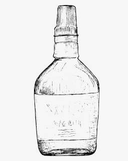 Whiskey Bottle Drawing 4 - Glass Bottle, HD Png Download, Free Download