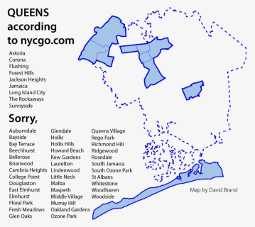 The Eagle Made A Map Of Queens Based On The Nyc Tourism - Map Of Queens Neighborhoods, HD Png Download, Free Download