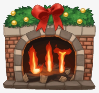 Arimoji Fireplace Fire Lit Redandgreen Bow Ribbon Redbo - Portable Network Graphics, HD Png Download, Free Download