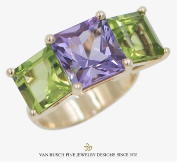 Amethyst And Peridot Ring - Amethyst, HD Png Download, Free Download