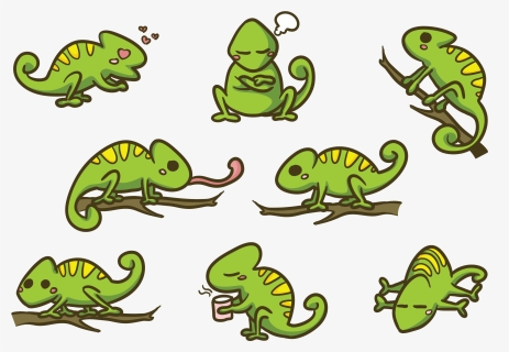 Chameleon Cartoon Illustration Vector - Dibujos De Camaleones Animados, HD Png Download, Free Download