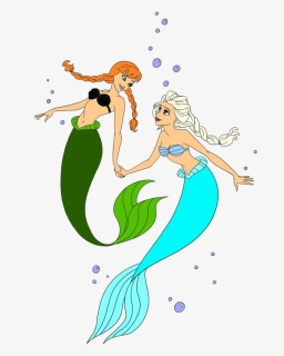 Transparent Elsa And Anna Png - Elsa And Anna As Mermaids, Png Download, Free Download