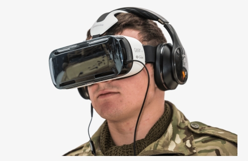 Solider Wearing A Vr Headset And Headphones For An - Vr Soldier, HD Png Download, Free Download