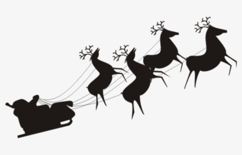 Transparent Reindeer Clipart Png - Santa On Sleigh Silhouette Png, Png Download, Free Download