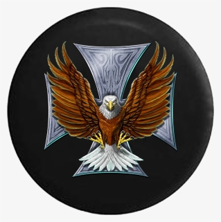Iron Cross And Attacking American Eagle Biker Patriot - Bald Eagle, HD Png Download, Free Download