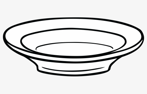 Free Clipart Of A Shallow Bowl - Plate Black And White, HD Png Download, Free Download