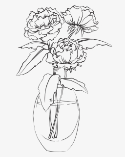 Thumb Image - Drawing Of A Vase With Flowers, HD Png Download, Free Download