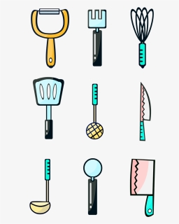 Living Supplies Hand Painted Cartoon Kitchen Utensils - Clipart Kitchen Utensils Cartoon, HD Png Download, Free Download