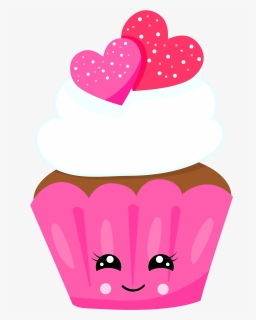 Chocolate Heart Cupcake Kawaii Decoden - Cupcake Animado Con Ojos, HD Png Download, Free Download