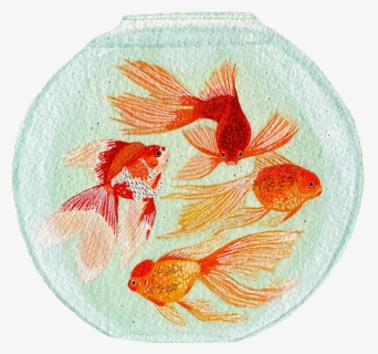 #fish #japan #goldenfish #aesthetic #tumblr #vaporwave - Fish In Bowl Illustration, HD Png Download, Free Download