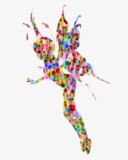 Polychromatic Tiled Female Fairy Silhouette Clip Arts - Polychromatic Art Drawing, HD Png Download, Free Download