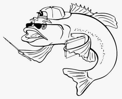 Black, Teacher, Outline, White, Cartoon, Bass, Fish - Fish Clip Art, HD Png Download, Free Download