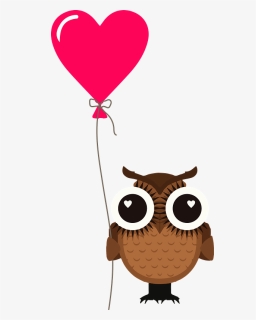 Owl With Heart Balloon Clipart - Balloon, HD Png Download, Free Download