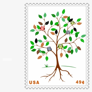 Postage Stamp - Brown And Green Tree Clipart, HD Png Download, Free Download