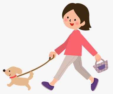 Woman Dog Walk Clipart - 犬 の 散歩 イラスト フリー, HD Png Download, Free Download