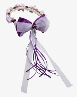 Purple Silk Floral Crown Wreath W Satin Back Bows Girls - Party Favor, HD Png Download, Free Download