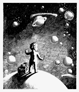 Baby And The Universe Clip Arts - Black And White Galaxy Drawing, HD Png Download, Free Download