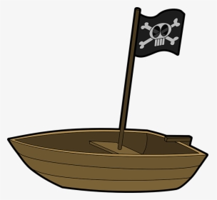 Small Pirate Boat With A Flag Vector Graphics - Boat Clip Art, HD Png Download, Free Download